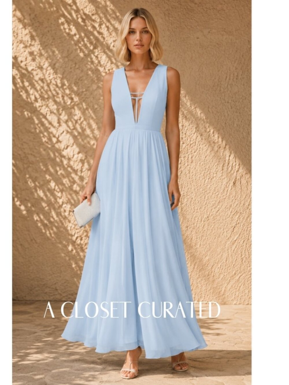 Fame and Partners Summer Angel Maxi Dress 8 Blue NWT